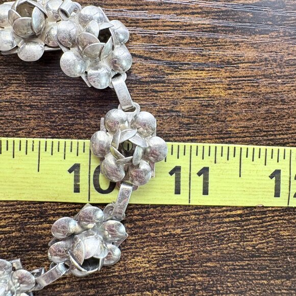 VTG Sterling Silver 925 Puffed Flower Design Link Bracelet Size 7.5" Length - Picture 10 of 11